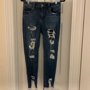 American Eagle NE(X)T Level Stretch Jegging Crop Skinny Distressed Jeans size 10